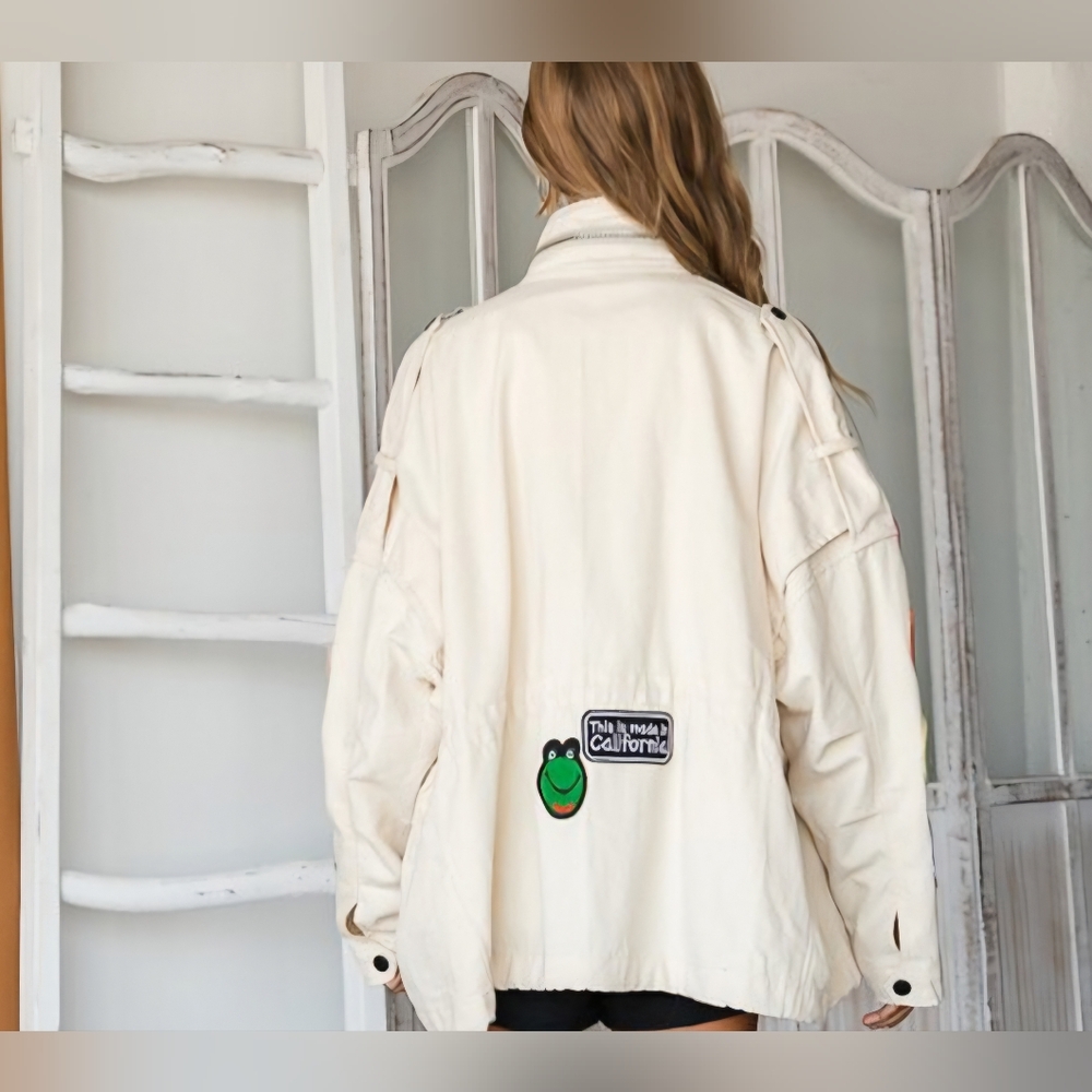 #64055 🛑L NEW! Boho Chic Trendy Smile Patchwork Jacket - Picture 6 of 6